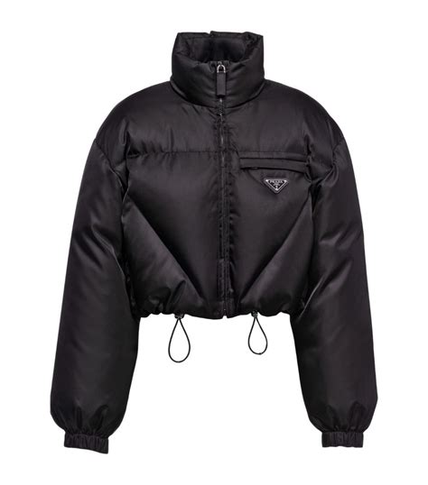 prada re nylon down jacket|Prada black cropped puffer jacket.